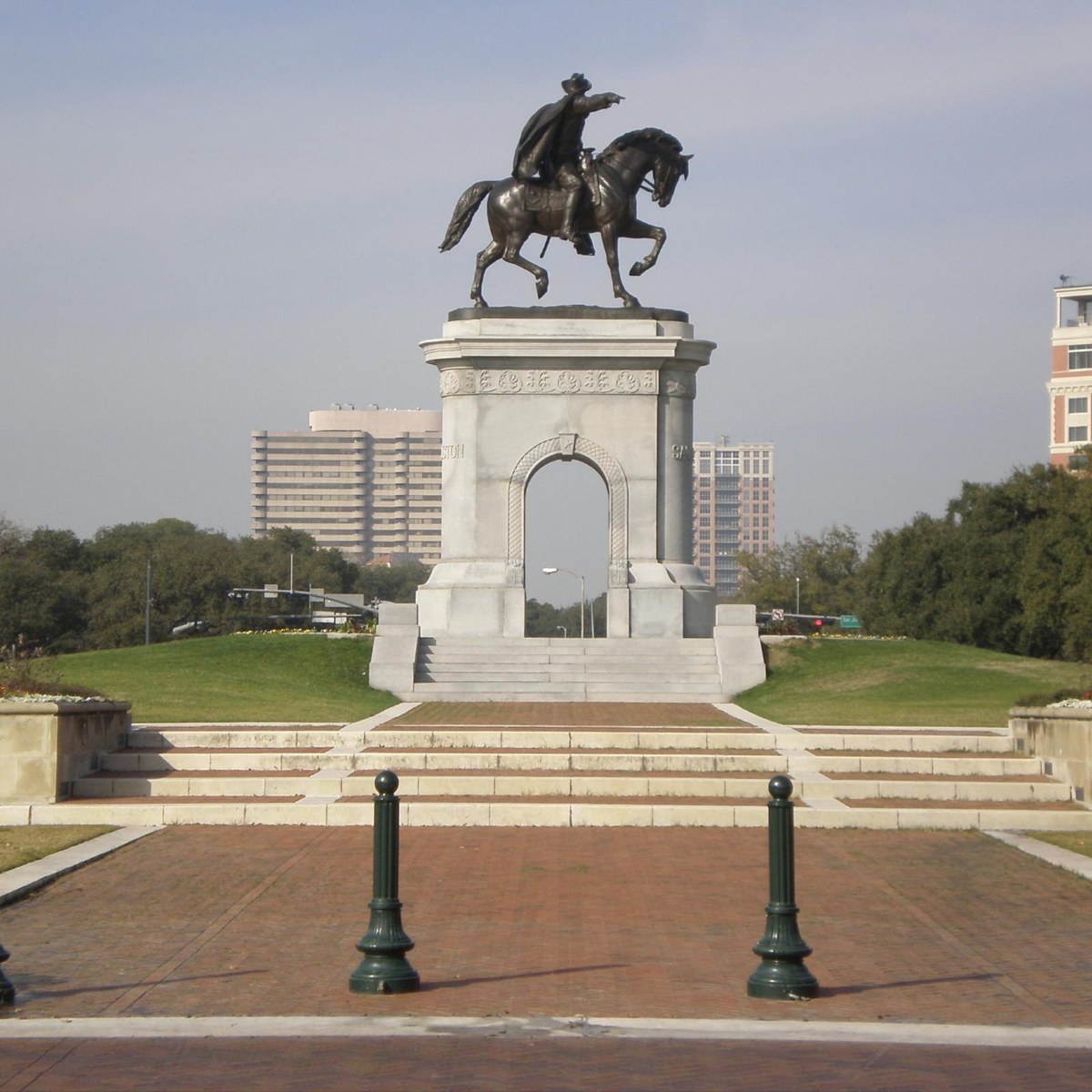 The Sam Houston Monument in Hermann Park, where the Houston on Foot tour begins